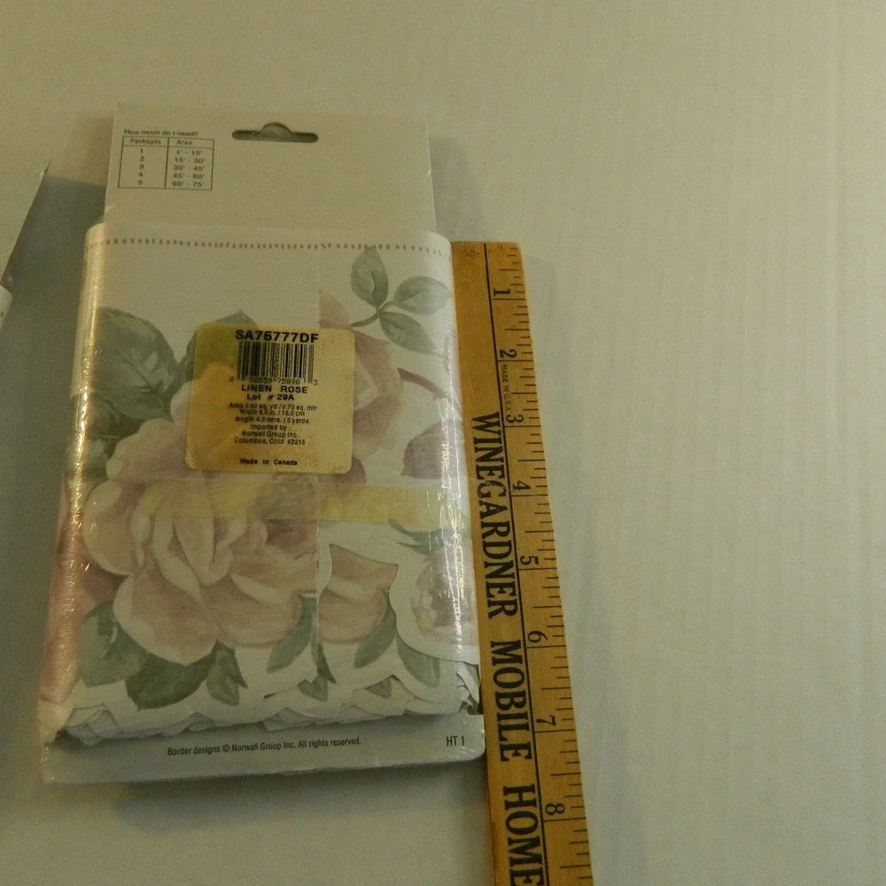 HomeTrends Wall Border Cottage 5yd x 6.5in Linen Rose Pink Floral Scalloped 2pk